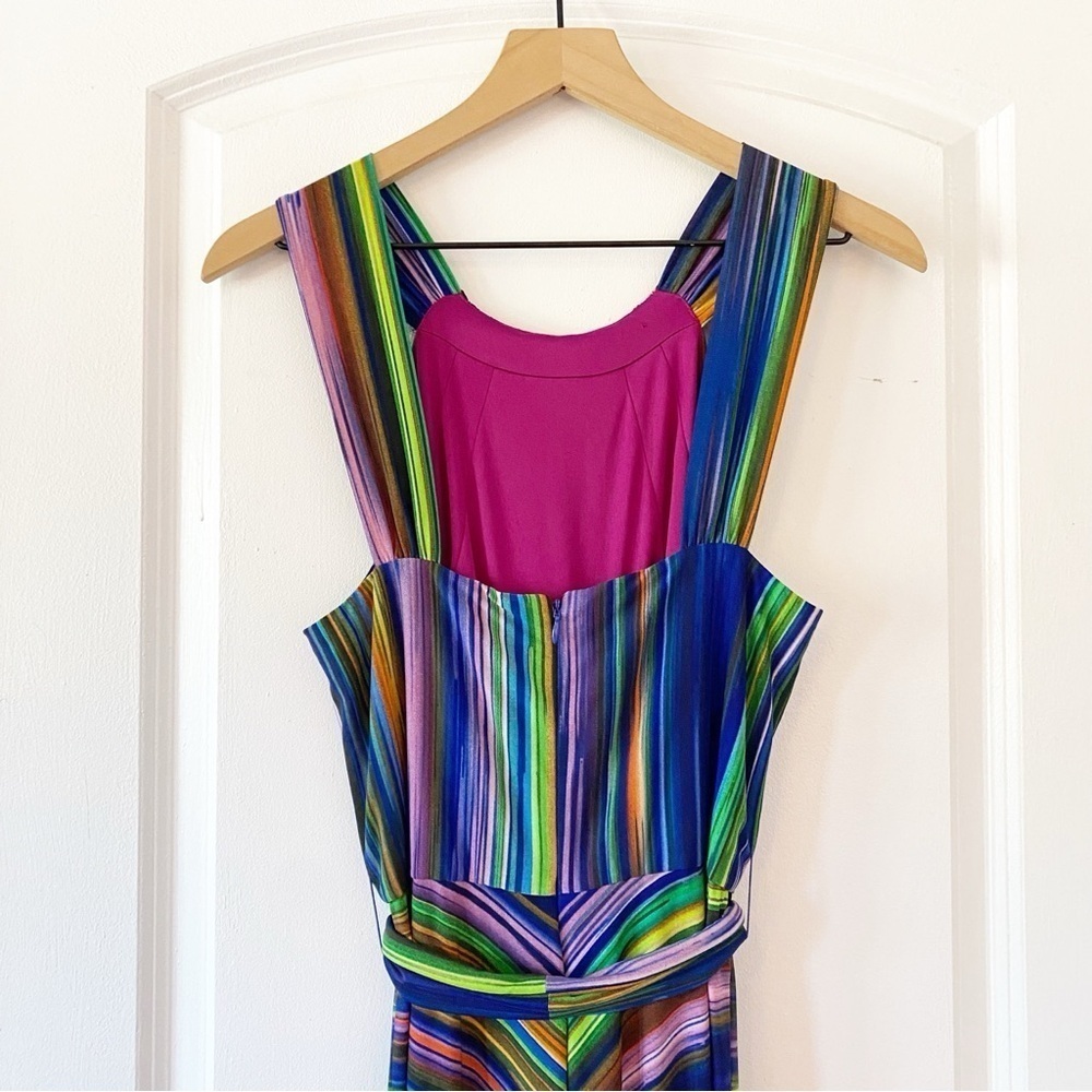 MUSE Striped Jersey Halter Maxi Dress Colorful Rainbow Artsy - Picture 5 of 9